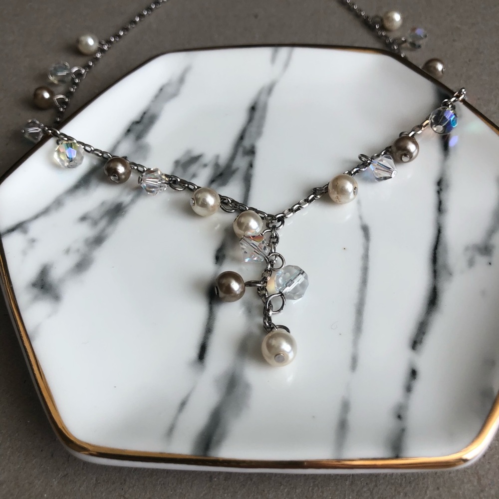 S i l v e r | Pearl & Rhinestone Necklace